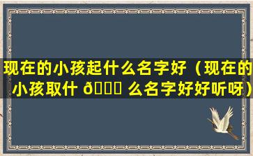 现在的小孩起什么名字好（现在的小孩取什 🐈 么名字好好听呀）